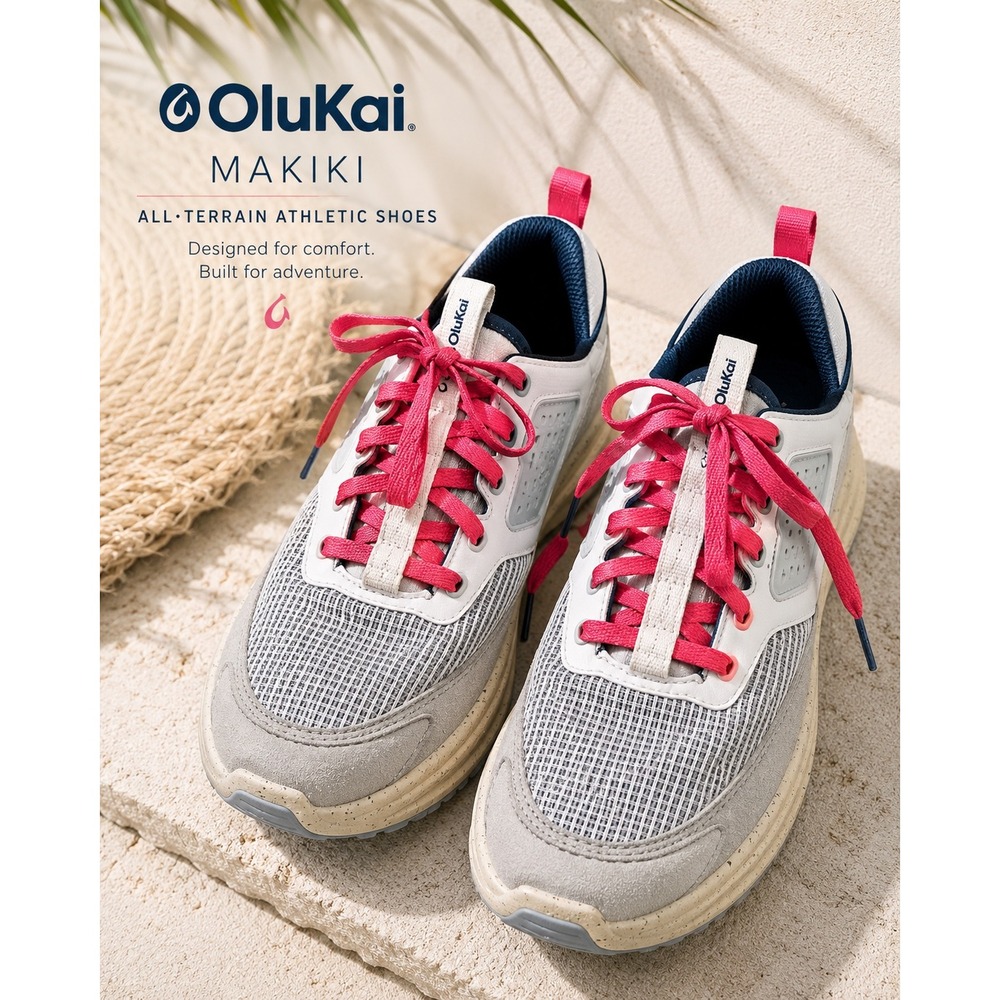 OluKai Makiki All Terrain Sneakers Womens GrayPink Hiking Walking Athletic Shoes